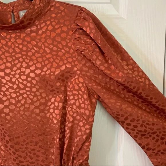 ASOS Jacquard Rust Puff Sleeve Mini Dress, size 6 - Picture 5 of 13